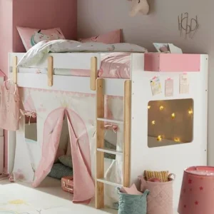 Lit Mezzanine Mi-hauteur Enfant LIGNE EVEREST Blanc/bois – Vertbaudet pas cher en ligne 10