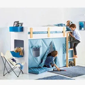 Lit Mezzanine Mi-hauteur Enfant LIGNE EVEREST Blanc/bois – Vertbaudet pas cher en ligne 12