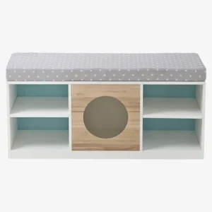 grossiste en ligne Meuble 2 En 1 Rangement + Banquette Hublot Blanc/bois – Vertbaudet 9